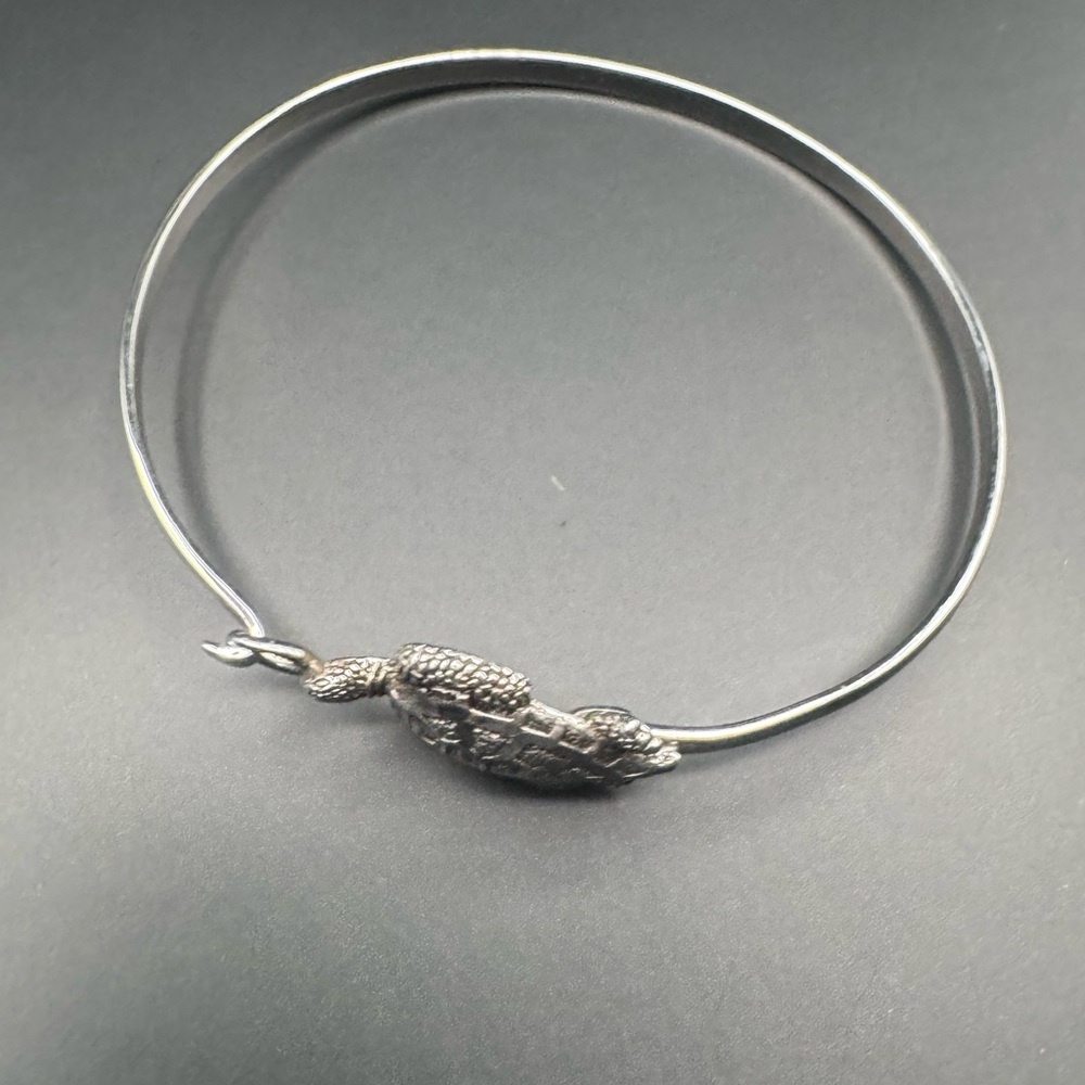 Silver Turtle Bangle Bracelet - image 5